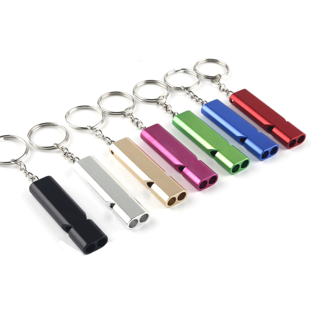 Tiub berganda Aluminium Keychain Whistle