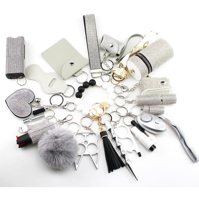 Rhinestones Bling 21 PCS Self Defense Accessories Keychains