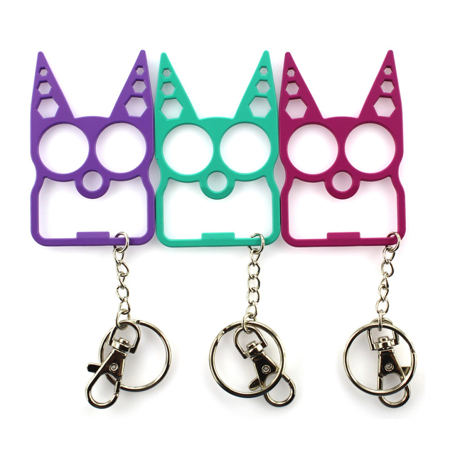 Multi-function Self Defense for Women Window Breaker Cat Finger Bottle Opener Keychain 