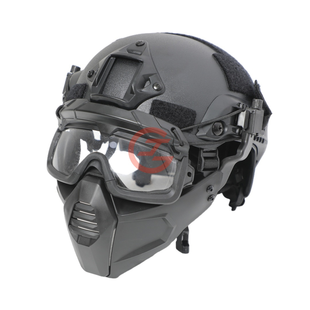 Protective FAST Helmet with Full Face Mask and Goggles for Outdoor Security Use