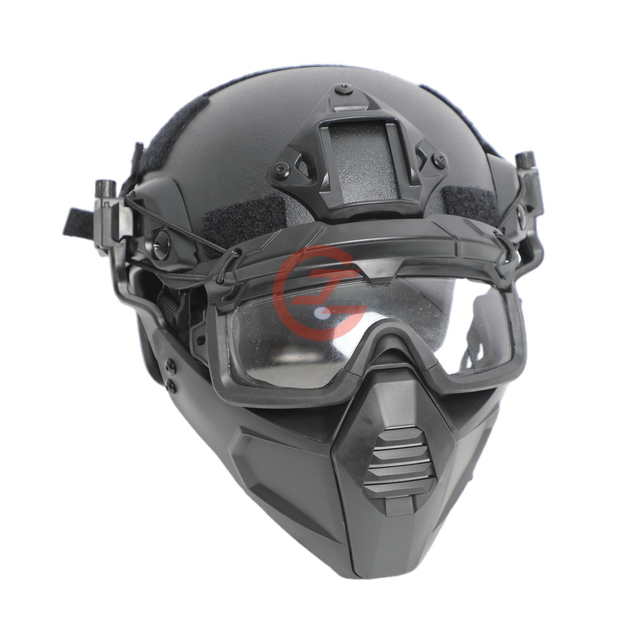 Protective FAST Helmet with Full Face Mask and Goggles for Outdoor Security Use