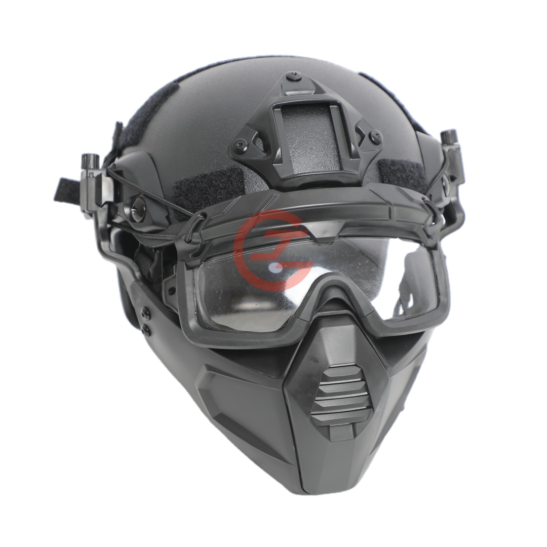 Protective FAST Helmet with Full Face Mask and Goggles for Outdoor Security Use