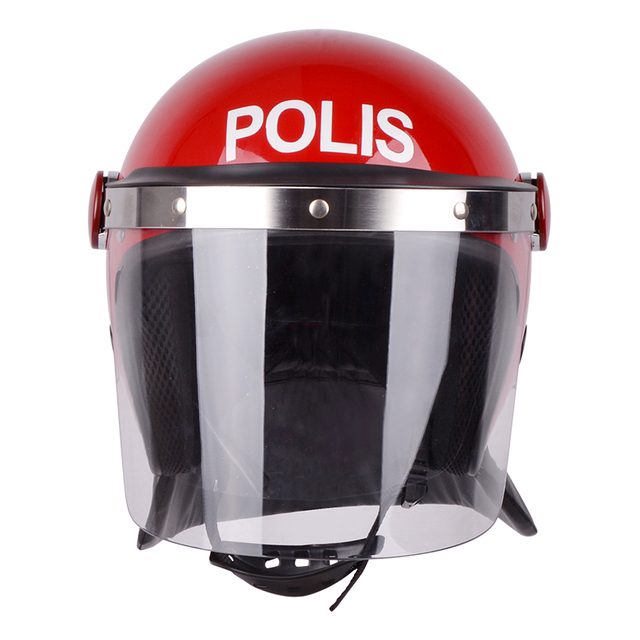 Red Full Face Riot Helmet with PC Visor for Outdoor Safety