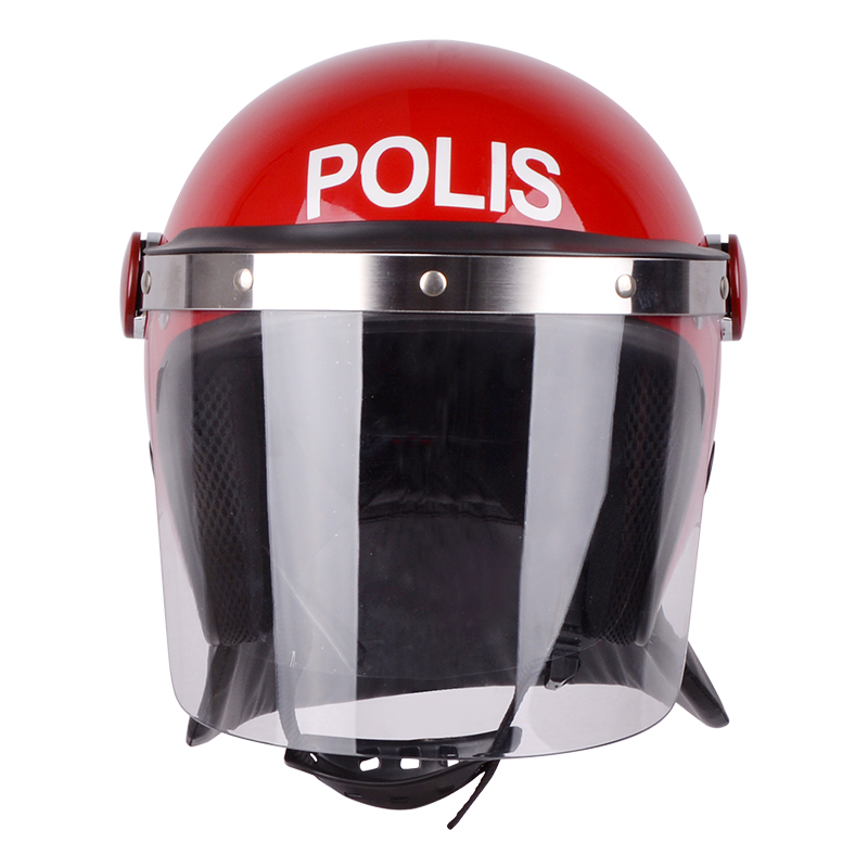 Red Full Face Riot Helmet with PC Visor for Outdoor Safety