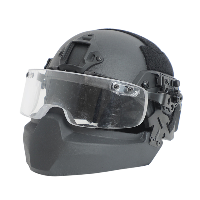 Full Face Shield Bulletproof Helmet with Thickened PC Visor for Field Protection Tasks