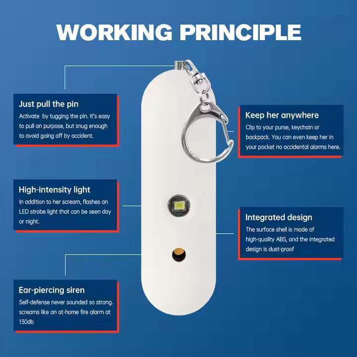 Portable High Power LED Flash Personal Alarm Keychain