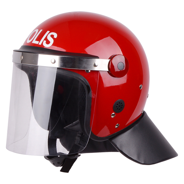 Red Full Face Riot Helmet with PC Visor for Outdoor Safety