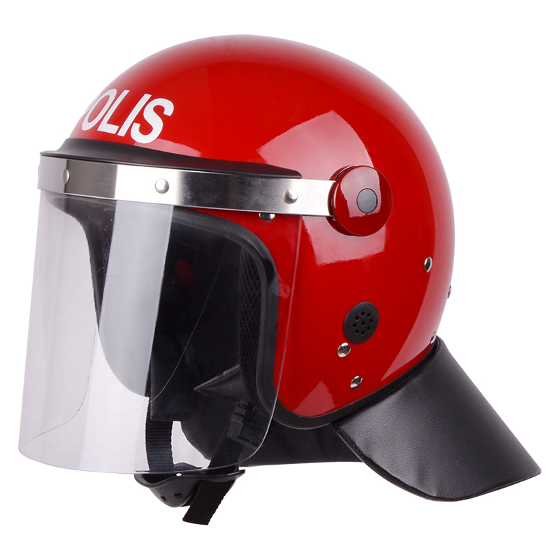 Red Full Face Riot Helmet with PC Visor for Outdoor Safety