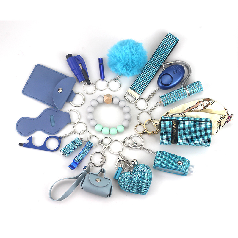 Wholesale Set of Personal Safety Rhinestones Bling 16 PCS Accessories Keychains