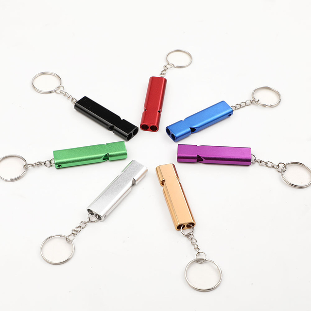 Tiub berganda Aluminium Keychain Whistle