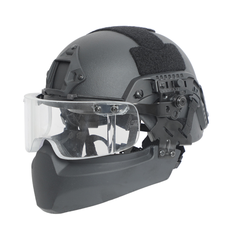 Full Face Shield Bulletproof Helmet with Thickened PC Visor for Field Protection Tasks