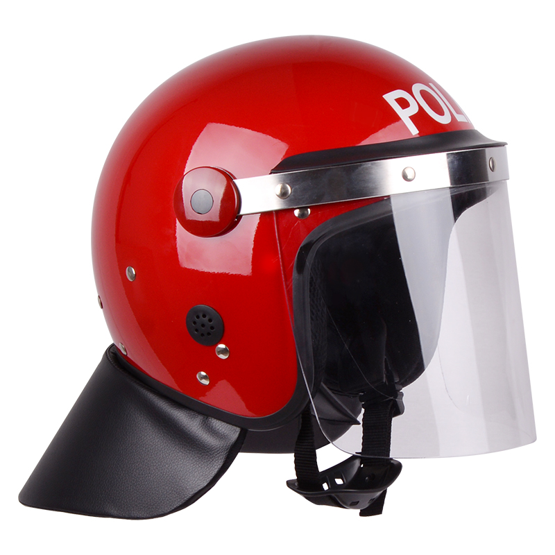 Red Full Face Riot Helmet with PC Visor for Outdoor Safety