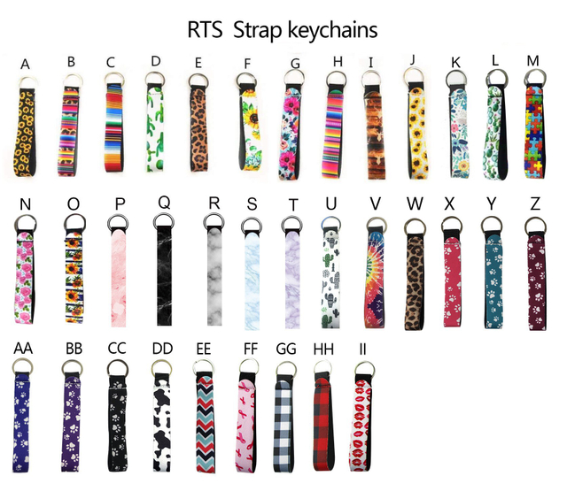  Tali pergelangan tangan keychain neoprene berwarna -warni 