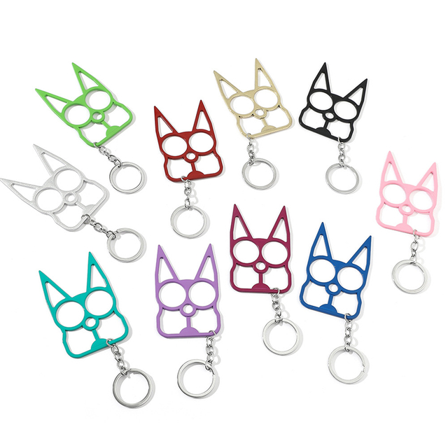 Multi-function Self Defense for Women Window Breaker Cat Finger Bottle Opener Keychain 