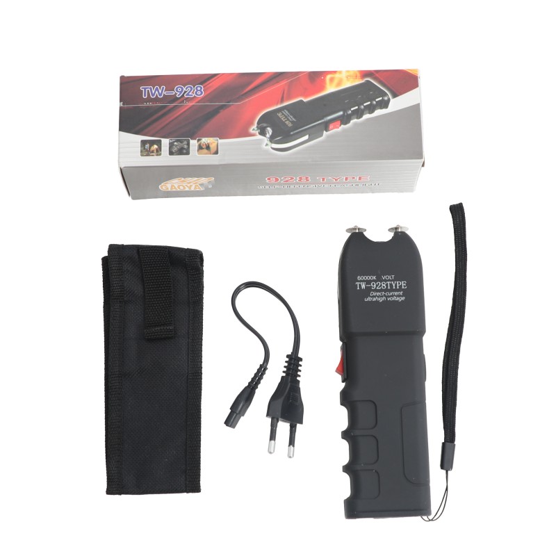 High Voltage 928 Stun Gun with LED Flashlight and Alarm for Personal Security